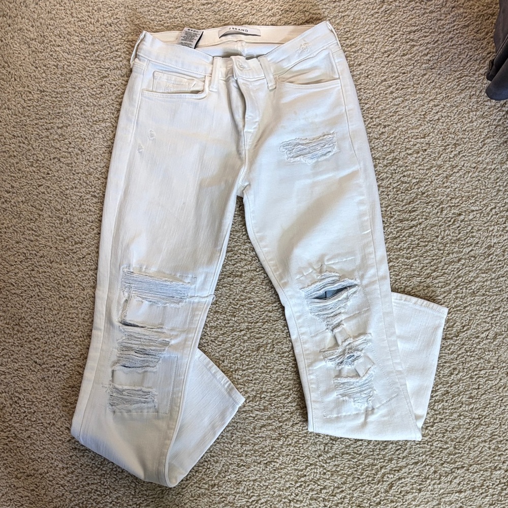 J Brand White Distressed Women Jeans